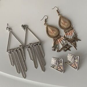 Silver and Gold Tone Earrings Set